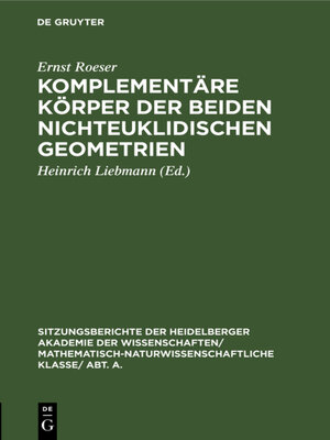 cover image of Komplementäre Körper der beiden nichteuklidischen Geometrien